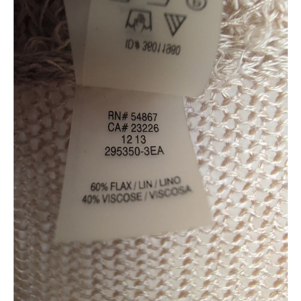 Victorias Secret tan beaded flax/linen open knit cover up sweater Lrg Coastal - Picture 10 of 10
